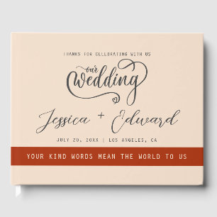 Terracotta Burnt Orange Elegant Modern Minimalist Guest Book