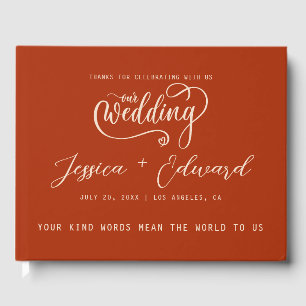 Terracotta Burnt Orange Elegant Modern Minimalist Guest Book