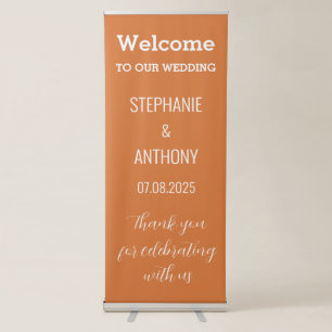 Terracotta Burnt Orange Elegant Wedding Retractable Banner