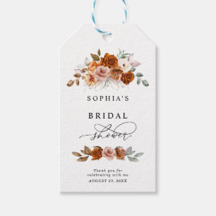 Terracotta Burnt Orange Floral Bridal Shower Gift Tags