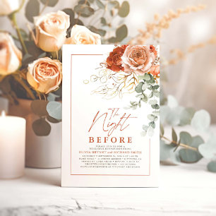 Terracotta Burnt Orange Floral Rehearsal Dinner Invitation