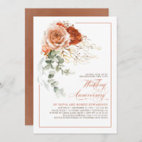 Terracotta Burnt Orange Floral Wedding Anniversary