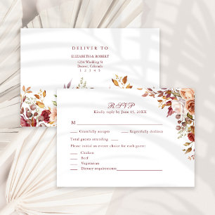 Terracotta Burnt Orange Floral Wedding RSVP Card