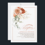 Terracotta Burnt Orange Flowers Wedding Reception Invitation<br><div class="desc">Terracotta flowers and eucalyptus elegant evening reception invitations</div>