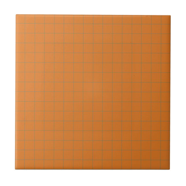 Terracotta Burnt Orange & Green Chequered Pattern  Tile (Front)