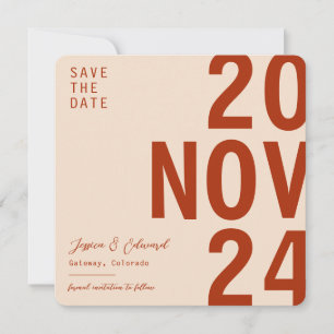Terracotta Burnt Orange Minimal Elegant Modern Save The Date