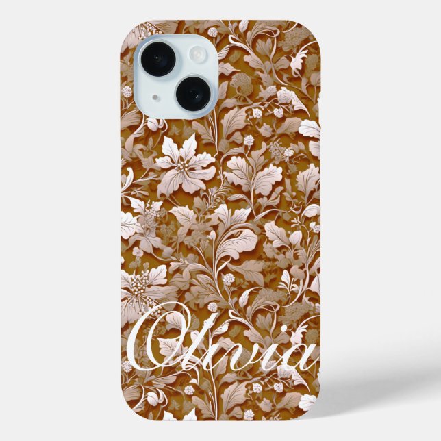 Terracotta Burnt Orange Modern botanical Boho Case-Mate iPhone Case (Back)