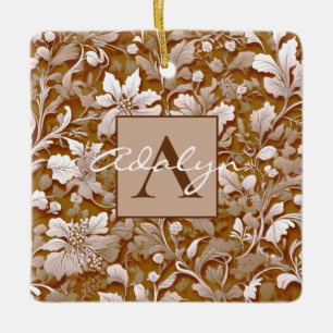 Terracotta Burnt Orange Modern botanical Boho Ceramic Ornament