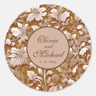 Terracotta Burnt Orange Modern botanical Boho Classic Round Sticker