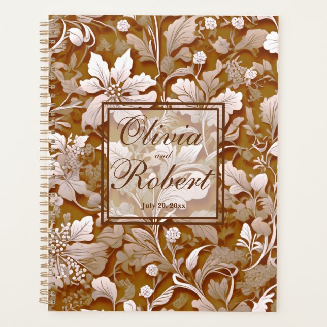 Terracotta Burnt Orange Modern botanical Boho Planner (Front)