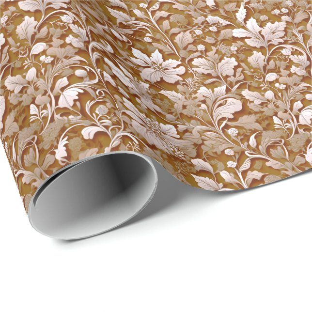 Terracotta Burnt Orange Modern botanical Boho Wrapping Paper (Roll Corner)