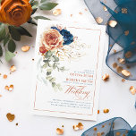 Terracotta Burnt Orange Navy Blue Floral Wedding Invitation<br><div class="desc">Your wedding day is the epitome of perfection. With everything from the dress to the music, down to the little details that make up your day, you want every aspect to be perfect. That’s why we offer this elegant floral design that is timeless in all of its beauty. Our bohemian...</div>