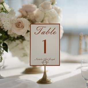 Terracotta Burnt Orange Old Money Wedding Table Invitation