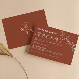 Terracotta Burnt Orange Rustic Wedding Timeline Enclosure Card