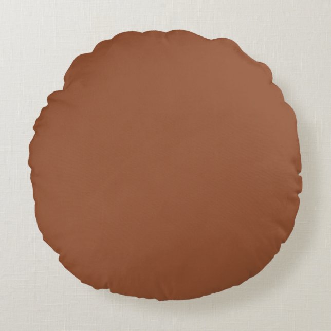 Terracotta Burnt Orange Solid Color  Round Cushion (Front)