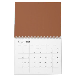 Terracotta Burnt Orange Solid Colour Calendar