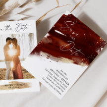 Terracotta Burnt Orange Watercolor Save The Date