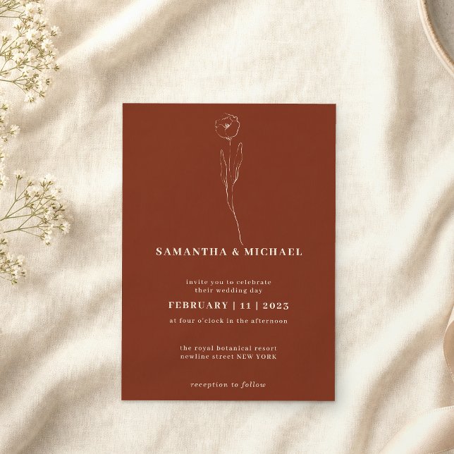 Terracotta burnt orange wedding invitation (Creator Uploaded)