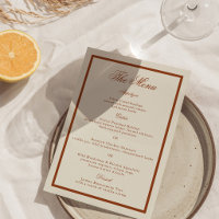 Terracotta Burnt Orange Wedding Menu Card