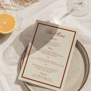 Terracotta Burnt Orange Wedding Menu Card