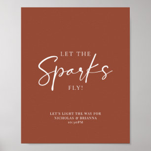 Terracotta Burnt Orange Wedding Sparkler Send Off Poster