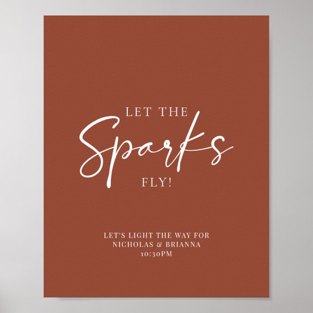 Terracotta Burnt Orange Wedding Sparkler Send Off Poster (Front)