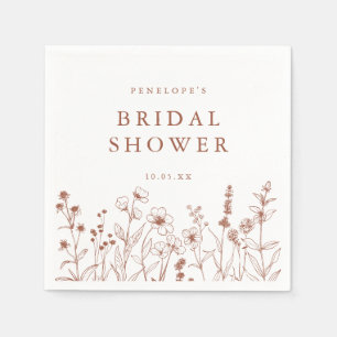 Terracotta Burnt Orange  Wildflower Bridal Shower Napkin