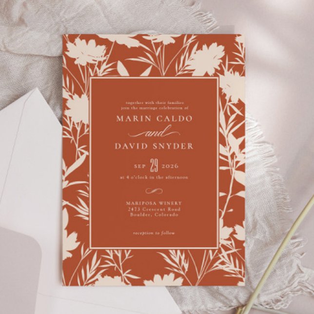 Terracotta Burnt Orange Wildflower Wedding Invitation (Creator Uploaded)