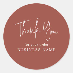 Terracotta Business Thank You Packaging Classic Round Sticker