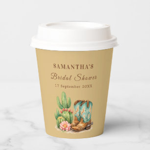 Terracotta Cactus Arizona Cowgirl Bridal Shower Paper Cups