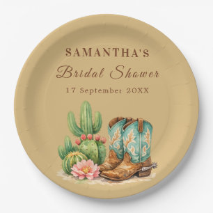 Terracotta Cactus Arizona Cowgirl Bridal Shower Paper Plate