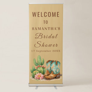 Terracotta Cactus Arizona Cowgirl Bridal Shower Retractable Banner
