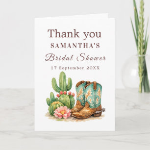 Terracotta Cactus Arizona Cowgirl Bridal Shower Thank You Card