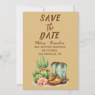 Terracotta Cactus Desert Arizona Cowboy Wedding Invitation