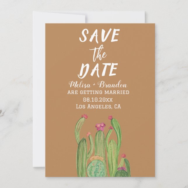 Terracotta Cactus Desert Arizona Rustic Wedding  Invitation (Front)