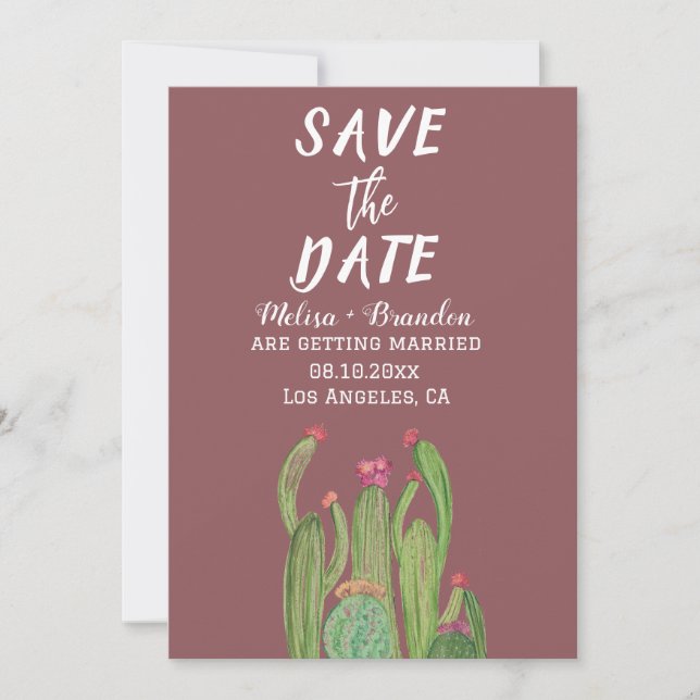 Terracotta Cactus Desert Arizona Rustic Wedding  Invitation (Front)