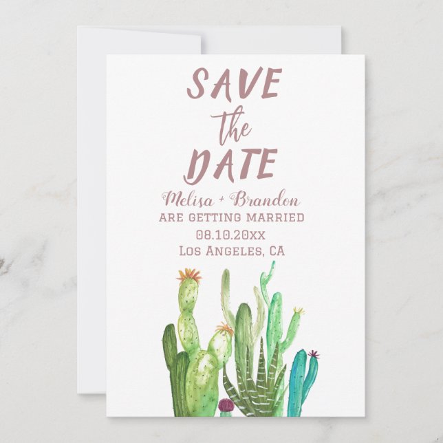 Terracotta Cactus Desert Arizona Rustic Wedding  Invitation (Front)