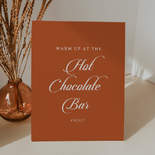 Terracotta Calligraphy Hot Chocolate Bar Pedestal Sign
