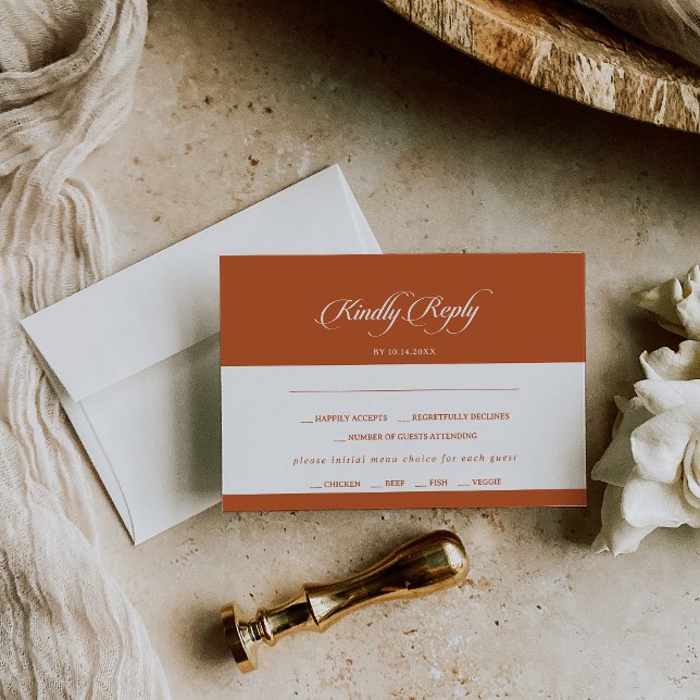 Terracotta Calligraphy Menu Choice RSVP Card (Creator Uploaded)