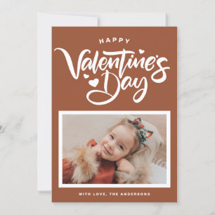 Terracotta Calligraphy Photo Valentine's Day Holiday Card
