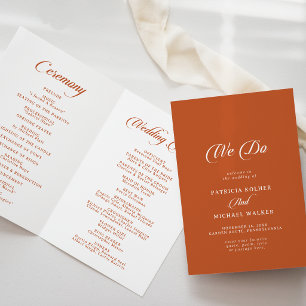 Terracotta Calligraphy We Do Folded Wedding Programme
