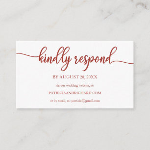 Terracotta Calligraphy Wedding Online RSVP Enclosure Card
