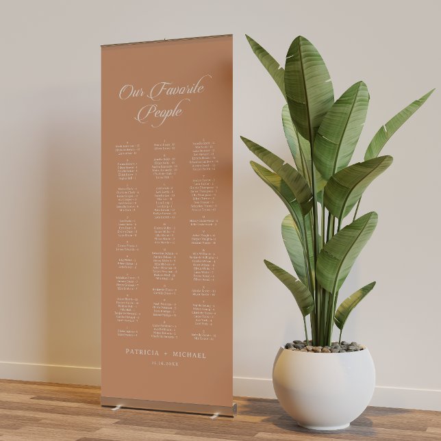 Terracotta Calligraphy Wedding Seating Chart Retractable Banner (Creator Uploaded)