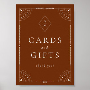 Terracotta Celestial Moon & Stars Cards & Gifts Poster