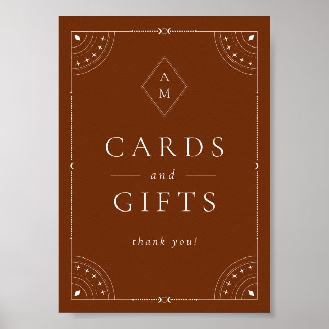 Terracotta Celestial Moon & Stars Cards & Gifts Poster (Front)