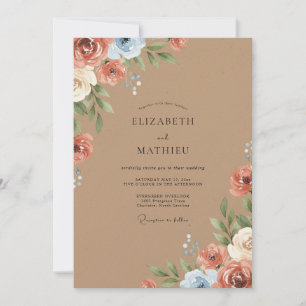Terracotta Charming Rustic Wedding Invitation