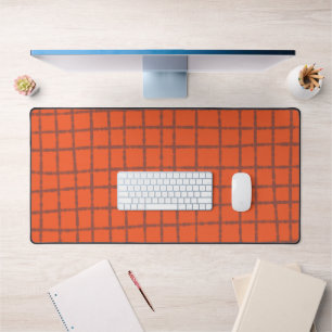 Terracotta Check Pattern Warm and Modern Desk Mat