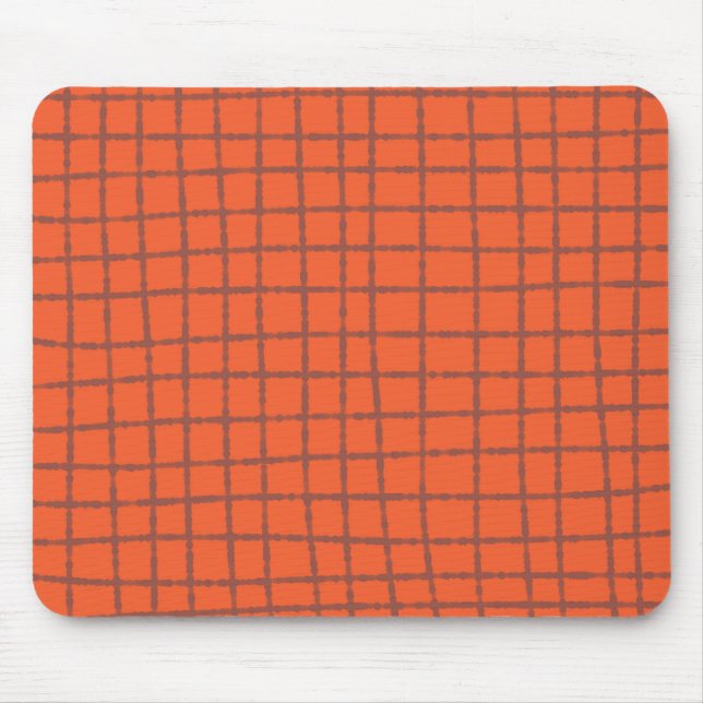 Terracotta Check Pattern Warm and Modern Mouse Mat (Front)