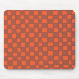 Terracotta Chequerboard Pattern Stylish and Modern Mouse Mat