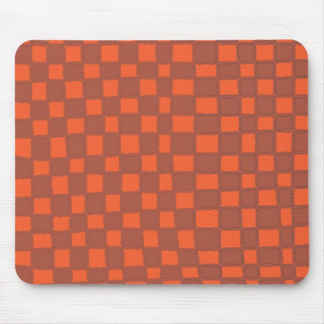 Terracotta Chequerboard Pattern Stylish and Modern Mouse Mat (Front)